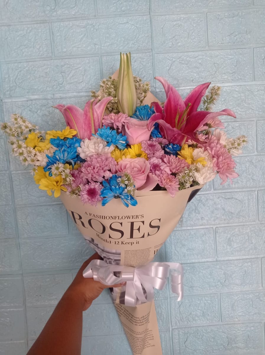 Hand Bouquet Pastel Bloom Elegan